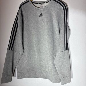 Adidas Gray 3-Stripes Sweatshirt Men’s Large Crewneck Pullover Casual Fleece